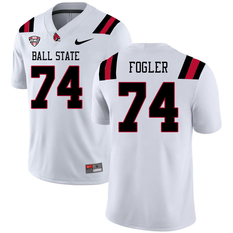 Ball State Cardinals #74 Rob Fogler College Football Jerseys Stitched Sale-White